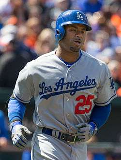 A baseball player with a blue and white uniform