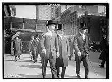 Charles W. Morse (center) and two unidentified associates, pictured circa 1912–1915.