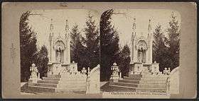 Stereoscopic view of burial monument by E. & H. T. Anthony