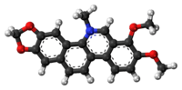 Ball-and-stick model of the chelerythrine molecule