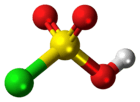 Ball-and-stick model of the chlorosulfuric acid molecule