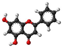 Ball-and-stick model of chrysin