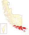 Map of Cabo de Hornos commune in Magallanes and Antartica Chilena Region