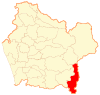 Map of Curarrehue commune in the Araucanía Region