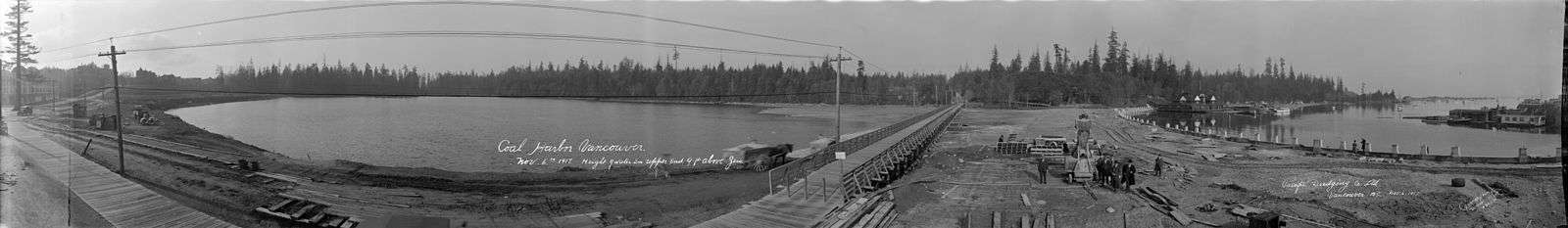 Panorama view of Lost Lagoon and causeway