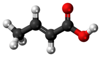 Ball-and-stick model of the crotonic acid molecule