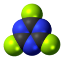 Space-filling model of the cyanuric fluoride molecule