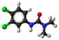 Ball-and-stick model of the DCMU molecule