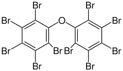 Skeletal formula of decabromodiphenyl ether