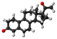 Ball-and-stick model of the demegestone molecule