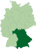 Map of Germany with the location of Bavaria highlighted