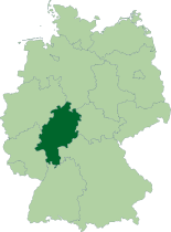 Map of Germany with the location of Hesse highlighted