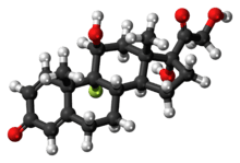 Ball-and-stick model of the dexamethasone molecule