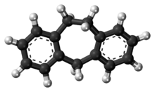 Ball-and-stick model of the dibenzocycloheptene molecule