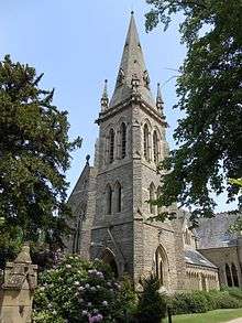 Tall stone spire of St Paul's