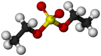 Space filling molecular structure of diethyl sulfate.