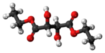 Ball-and-stick model of the diethyl tartrate molecule