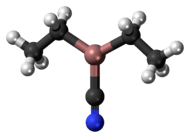 Ball-and-stick model of the diethylaluminium cyanide molecule