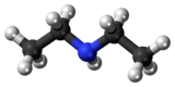 Ball and stick model of the diethylamine molecule