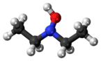 Ball-and-stick model of the diethylhydroxylamine molecule