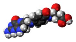 Space-filling model of the dihydrofolic acid molecule