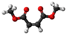 Ball-and-stick model of the dimethyl maleate molecule