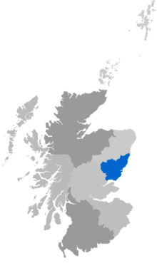 Map showing Brechin Diocese as a coloured area south of Aberdeen