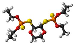 Ball-and-stick model of the dioxathion molecule