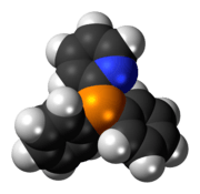 Space-filling model of the diphenyl-2-pyridylphosphine molecule