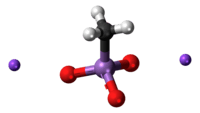 Two sodium cations and one methyl arsenate anion