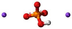 Ball-and-stick model of the component ions of disodium phosphate