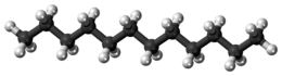 Ball and stick model of dodecane