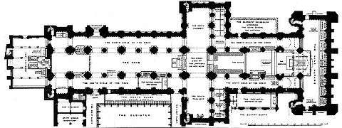 Architectural plan of a cross shaped cathedral