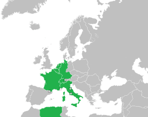 A coloured map of the countries of Europe