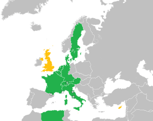 A coloured map of the countries of Europe