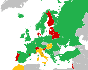 A coloured map of the countries of Europe