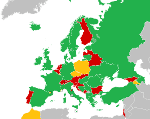 A coloured map of the countries of Europe