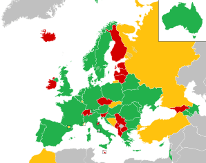 A coloured map of the countries of Europe