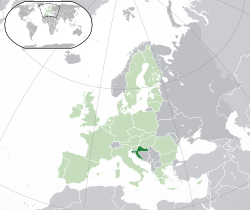 Map showing Croatia in Europe