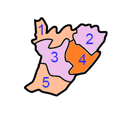 A clickable map of East Garo Hills district exhibiting its five C.D. blocks.