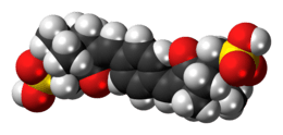 Space-filling model of the ecamsule molecule