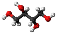 Ball-and-stick model of the erythritol molecule