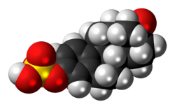 Space-filling model of the estrone sulfate molecule