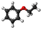 Ball-and-stick model of the ethyl phenyl ether molecule