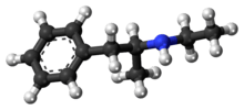 Ball-and-stick model of etilamfetamine molecule