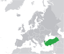 Map showing Turkey in Europe