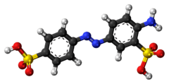 Ball-and-stick model of the Fast Yellow AB molecule