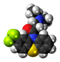 Space-filling model of the fluacizine molecule