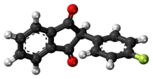 Ball-and-stick model of the fluindione molecule