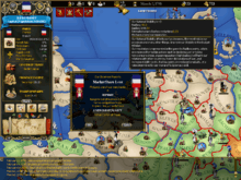 A preview image of For the Glory showing the map, interfaces, menus, units and Western Europe.